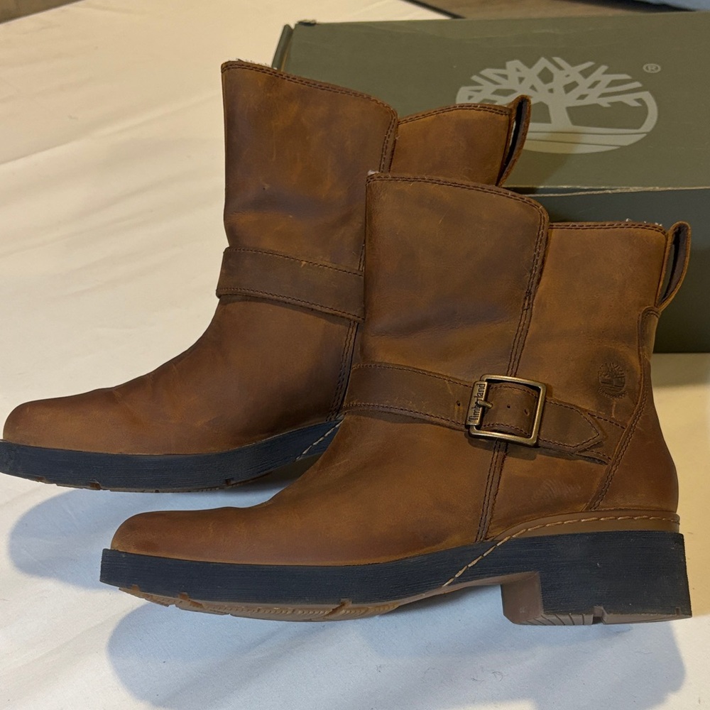 Timberland Chestnut Leather Buckle Boots